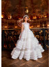 Beaded White Lace Tulle Ruffled Stunning Flower Girl Dress Beaded White Lace Tulle Ruffled Stunning Flower Girl Dress